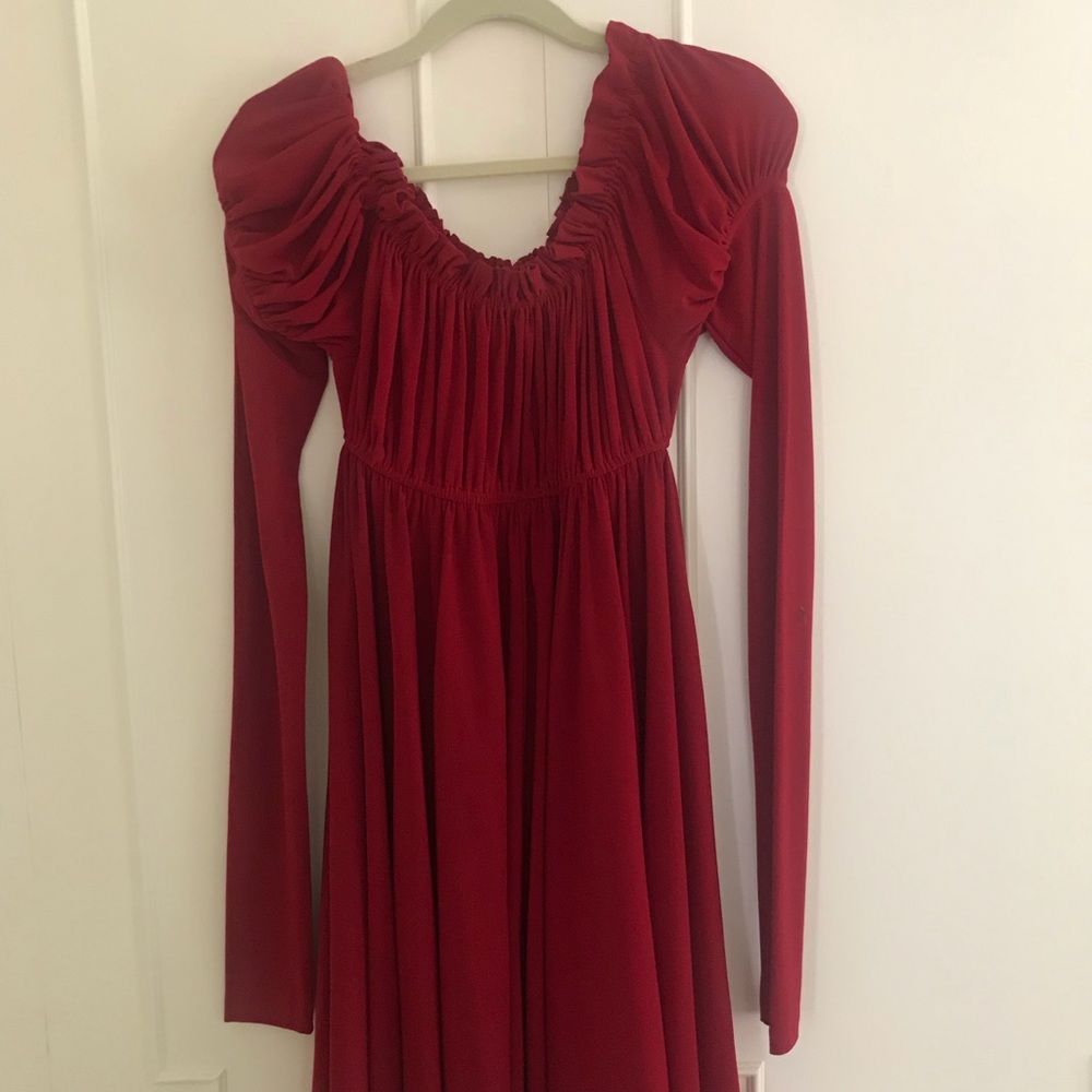 Norma Kamali Red Elastic Waist Dress